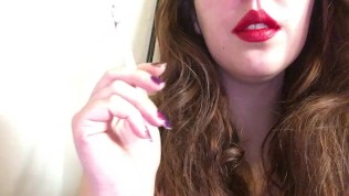 Sexy Teen Smoking Vs Virginia Slim 120 In Red Lipstick W Long Fingernails