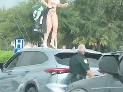 Naked Florida Tweaker Throws A Nude Fit On Top Of Car