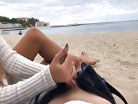 Stunning Gf Gives Public Handjob And Rides A Cock On The Beach