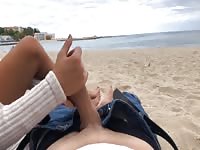 Stunning Gf Gives Public Handjob And Rides A Cock On The Beach