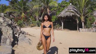 Glamorous All Natural Mexican Carolina Reyes Stripped Naked At The Beach