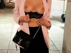 Cutie Flashes Her Tits Late Night On The Sidewalk
