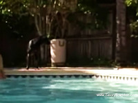 Amateur Couple Fooling Around In The Florida Pool