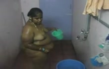 Big Busty Woman Washes Herself