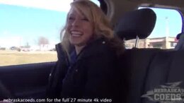 Barely 18 Skinny Blonde Risky Public Masturbating While Driving