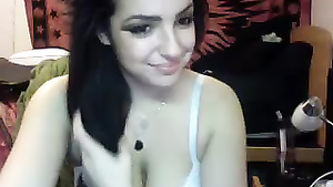 Brunette Slut With Big Naturals Posing Solo On Webcam