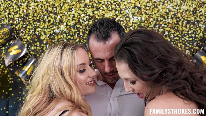 Two Hot Teens Give Their Stepdad A New Year's Party Surprise